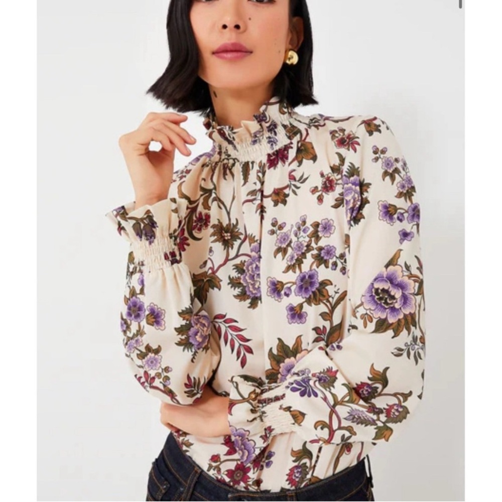 Tuckernuck Chantilly Vine High-Neck Blouse NWT